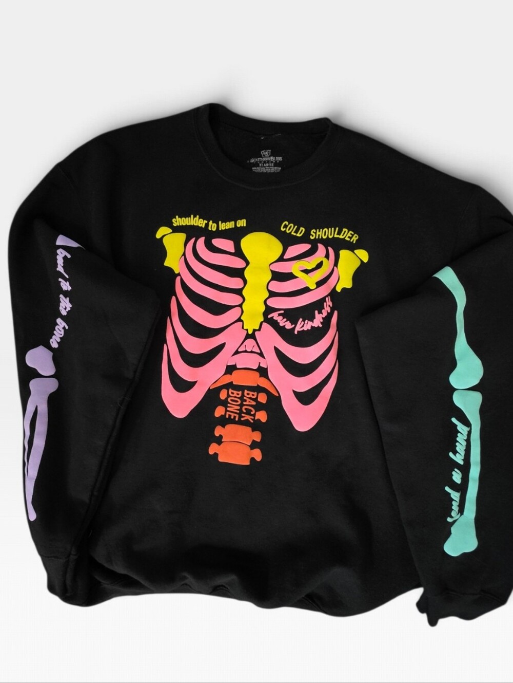Southern Bliss Company Neon Skelly Halloween Skeleton Crewneck Sweatshirt XL